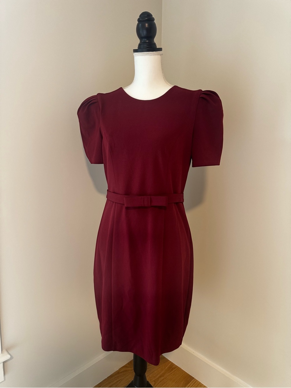 EXPRESS Burgundy Puff Sleeve Belted Sheath Dress - Size M (Worn Once!)